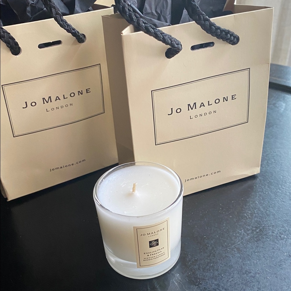 2 Sets Jo Malone English Pear Candle & Gift Bag NWT